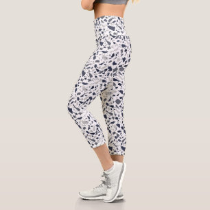 Black and Gray Terrazzo Abstract Capri Leggings