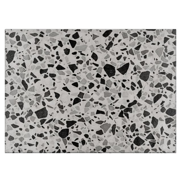 Black And Gray Terrazzo Patterned Cutting Board (Front)