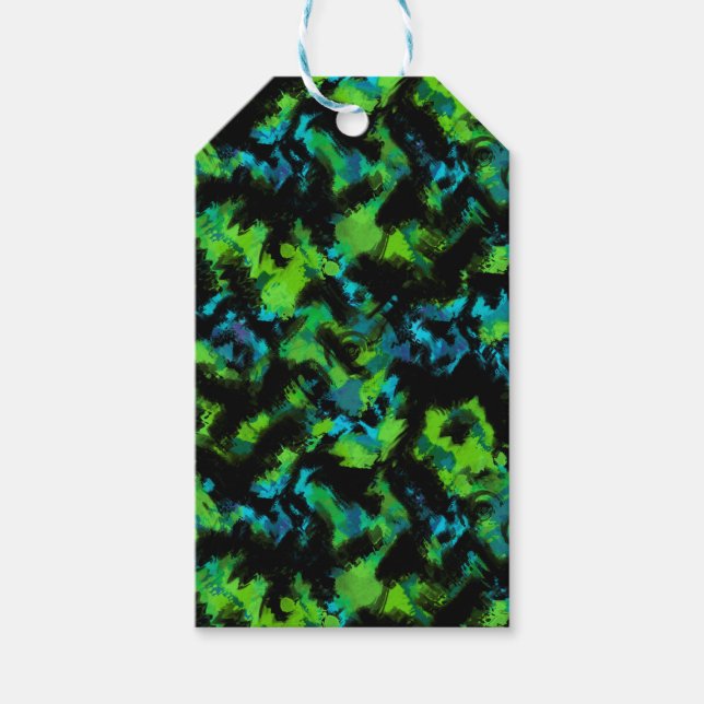 Black and green abstract gift tags (Front)