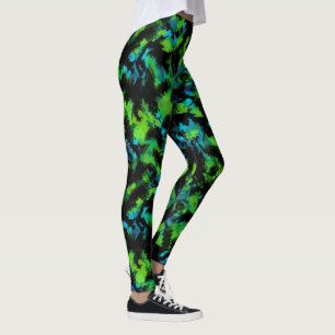 Black and green abstract leggings