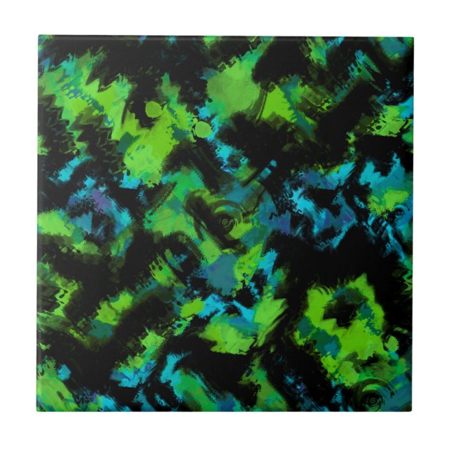 Black and green abstract tile (Front)