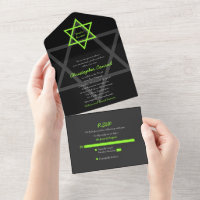 Black and Green Bar Mitzvah RSVP