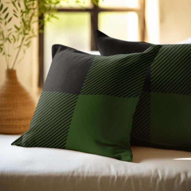 Black and Green Buffalo Plaid Cushion (Creator Uploaded)