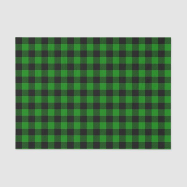 Black and Green Buffalo Plaid Tissue Paper (Front)