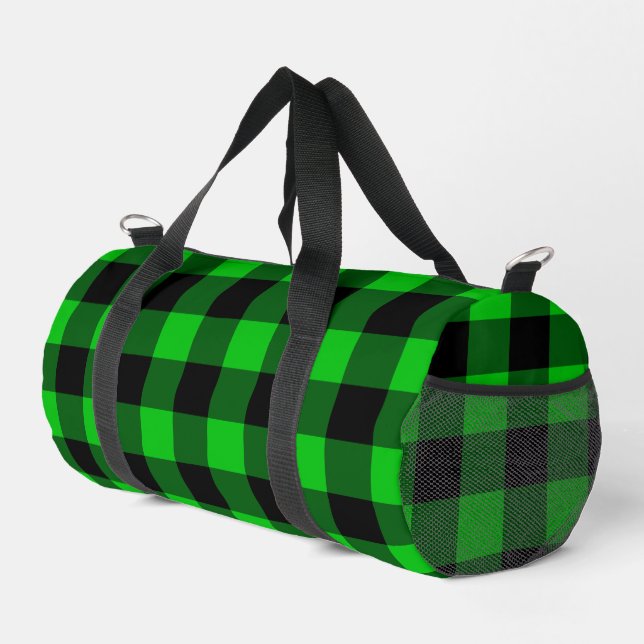 Black and Green Check Duffle Bag (Right Corner)