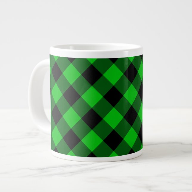 Black and Green Check Mug (Front Left)