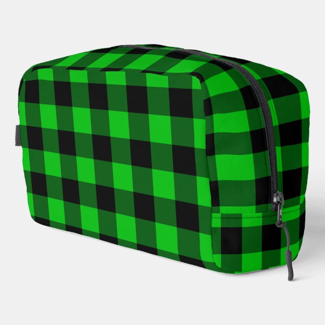 Black and Green Checked Dopp Kit (Right Corner)