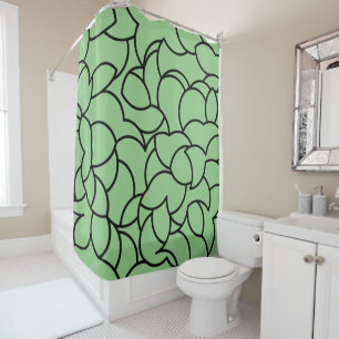 Black and Green Comingled Abstract Shower Curtain