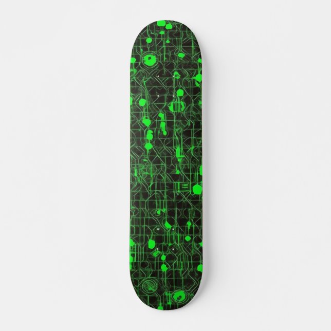  Black and Green Computer Code #5 Skateboard (Front)