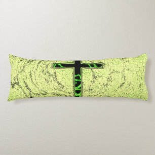 BLACK AND GREEN CROSS WITH MARBLE BACKGROUND BODY CUSHION