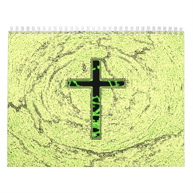 BLACK AND GREEN CROSS WITH MARBLE BACKGROUND CALENDAR (Cover)