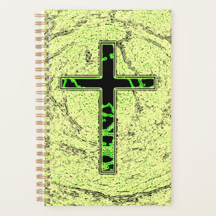 BLACK AND GREEN CROSS WITH MARBLE BACKGROUND PLANNER