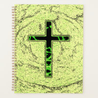 BLACK AND GREEN CROSS WITH MARBLE BACKGROUND