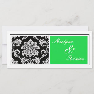 Black and Green Damask Wedding Invitation