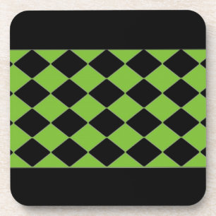 Black and Green Diamond Pattern Coaster