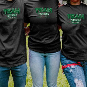 Black and Green Family Custom Sports Team Name T-Shirt