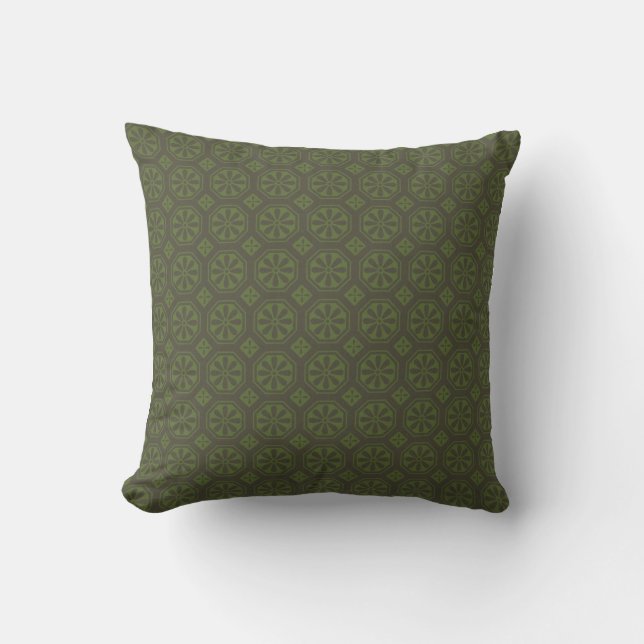 Black and Green Flowered American MOJO Pillow (Front)