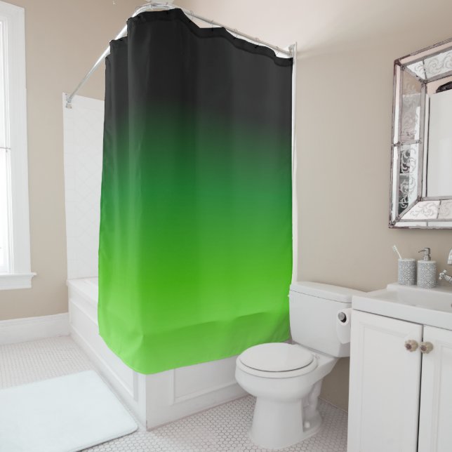 Black and Green Gradient  Shower Curtain (In Situ)