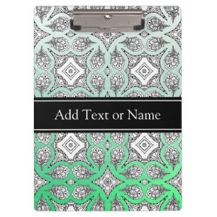 Black and Green Mandala Zen Personalised Clipboard