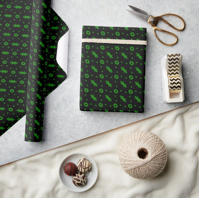 Black And Green Modern Mudcloth Wrapping Paper (Crafts)