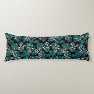 Black And Green Pattern - Geckos And Leaves Body Cushion