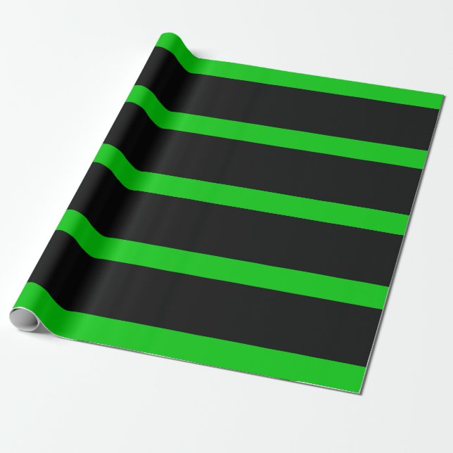 Black and Green Pencil Stripes Wrapping Paper (Unrolled)