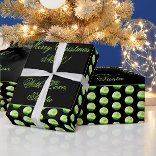 Black and Green Polka Dots Pattern Elegant Chic Wrapping Paper