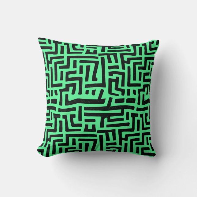 Black And Green Pop Art Maze Pattern Cushion (Front)