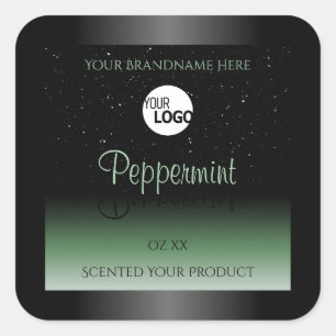 Black and Green Product Labels Soft Glitter Logo