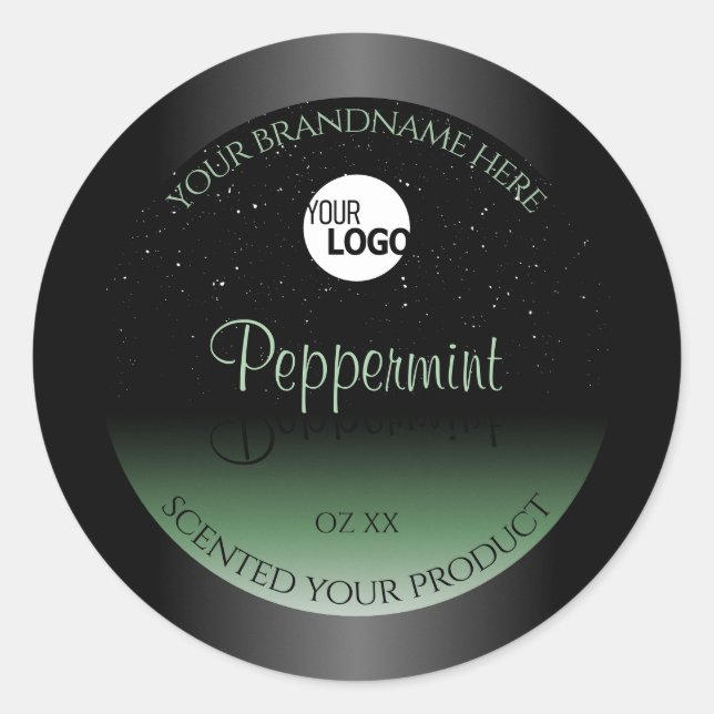 Black and Green Product Labels Soft Glitter Logo (Front)