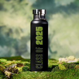 Black and Green School Colors Class Year Water Bottle