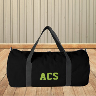 Black and Green School Colours and Letters Duffle Bag