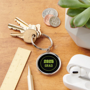 Black and Green School Colours Grad Key Ring