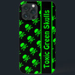 Black and Green Skull Pattern Case w/ Custom Text<br><div class="desc">Black phone case with a green skull and crossbones pattern.  Editable text field for easy customisation with your name or message.</div>