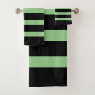 Black and green stripes pattern bath towel set