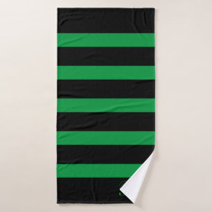 Black and green stripes pattern bath towel set