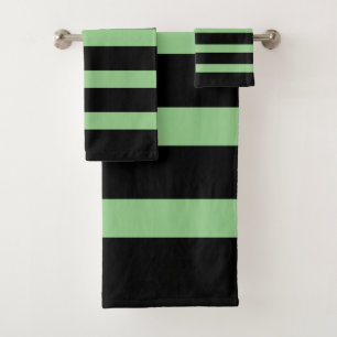 Black and green stripes pattern bath towel set