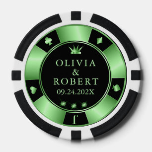 Black and green wedding poker chips