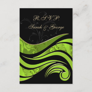 black and green wedding RSVP Standard 3.5 x 5 Card
