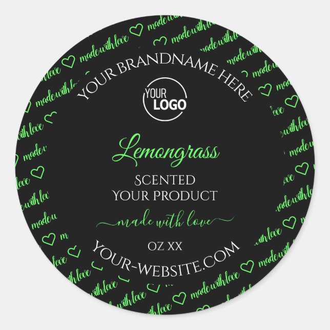 Black and Green Word Cloud Product Labels Add Logo (Front)