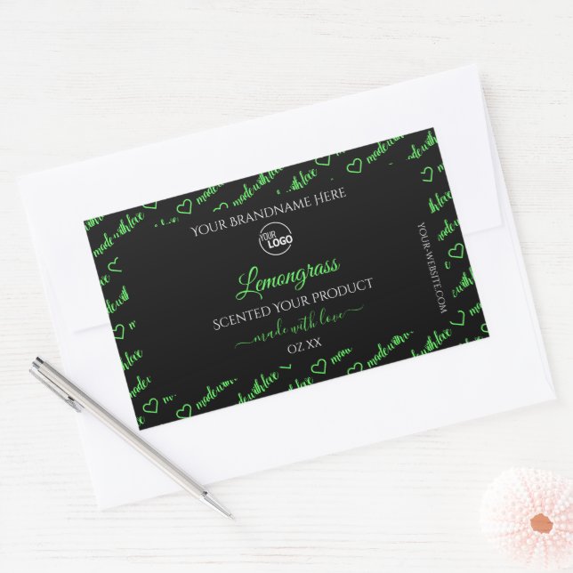 Black and Green Word Cloud Product Labels Add Logo (Envelope)
