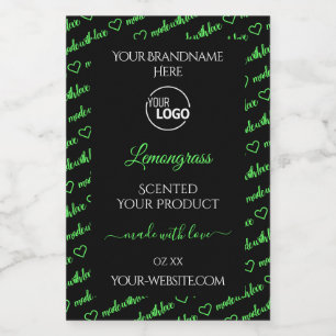 Black and Green Word Cloud Product Labels Add Logo