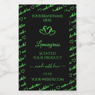 Black and Green Words Cloud Product Labels Hearts