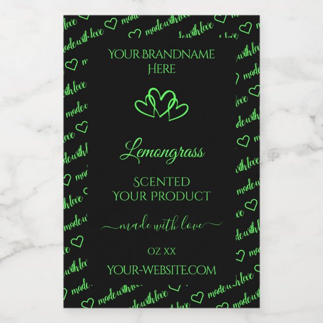 Black and Green Words Cloud Product Labels Hearts (Single Label)