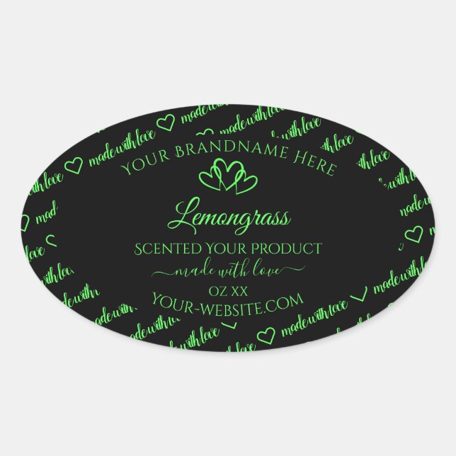 Black and Green Words Cloud Product Labels Hearts (Front)