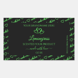 Black and Green Words Cloud Product Labels Hearts