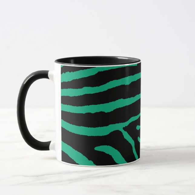 Black and Green Zebra Print Mug (Left)