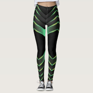 Black and green zigzag/chevron design leggings