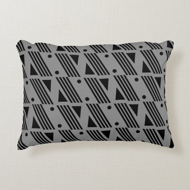 BLACK AND GREY ABSTRACT DECORATIVE CUSHION (Front)
