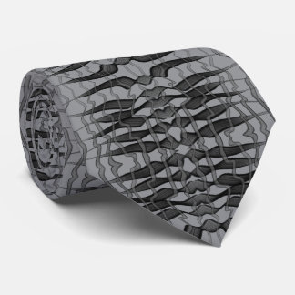 Black And Grey Abstract Feathered Floral Leaves Tie